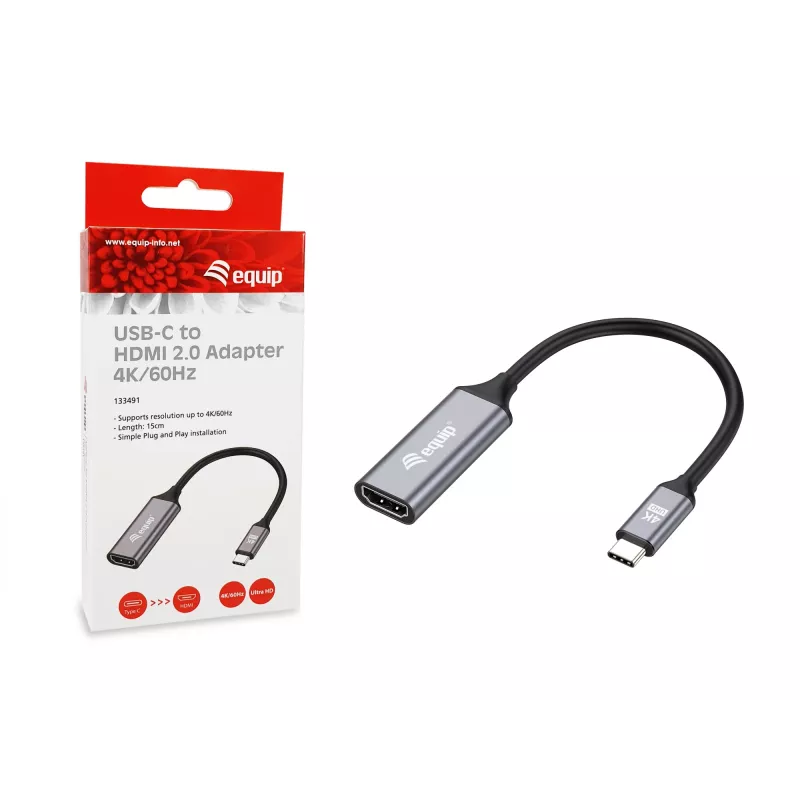 Equip USB-C į HDMI 2.0 adapteris, 4K/60Hz, 0,15 m