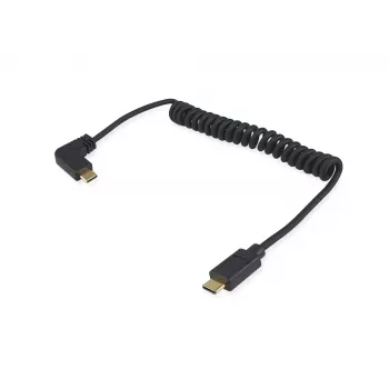 Equip USB 2.0 C į C 90° Lenktas Riestas Laidas M/M 1 m Juodas