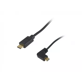 Equip USB 2.0 C į C 90° Lenktas Riestas Laidas M/M 1 m Juodas