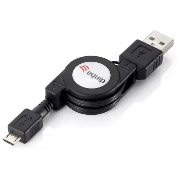 Equip USB 2.0 tipo A į Micro-B įtraukiamas laidas, 1,0 m, juodas