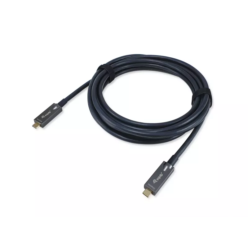 Equip USB-C į USB-C aktyvus optinis laidas, M/M, 15m, PD 60W, 4K/60Hz, 10Gbps, vaizdas+duomenys+įkrovimas