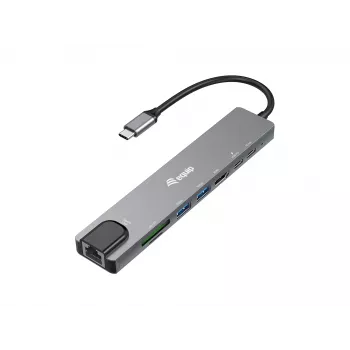 Equip USB-C 8 viename universalus adapteris, laidinis, USB Type-C, 100 W, 1000 Mbit/s, 1000BASE-T, IEEE 802.3ab