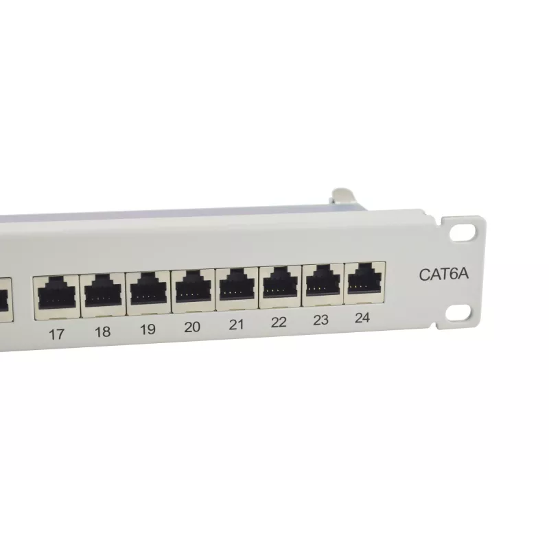 Ekranuotas pataisų skydelis Equip 24 prievadų Cat.6A, šviesiai pilkas