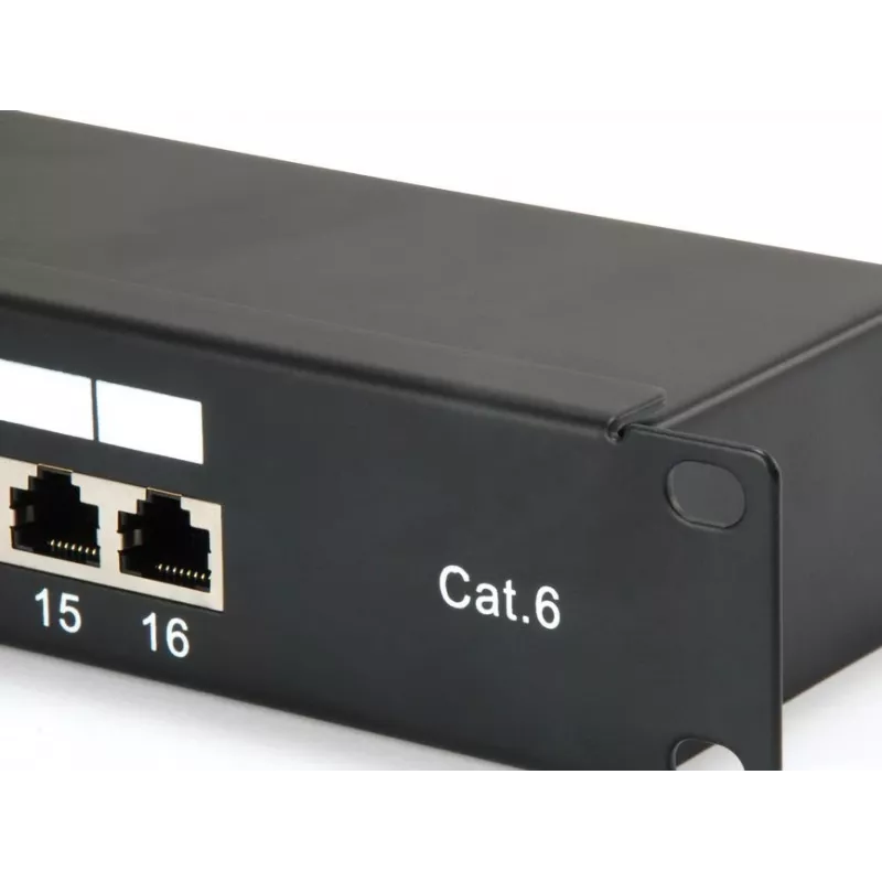 Equip 16 prievadų Cat.6 ekranuotas skirstomasis skydelis, juodas