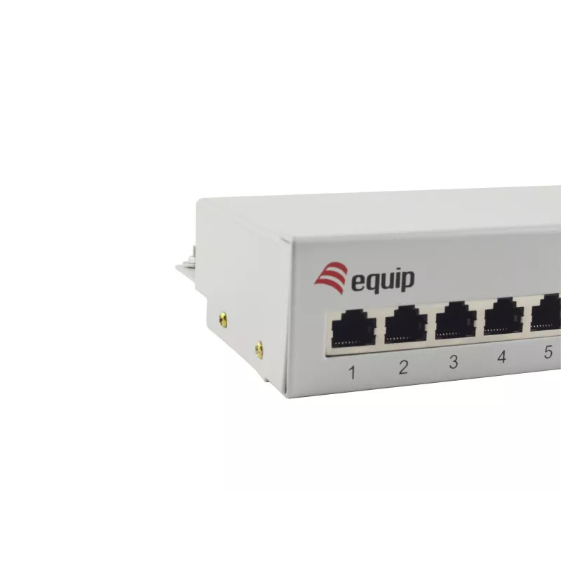 Equip 12 prievadų Cat.6 stalinis pataisų skydelis, šviesiai pilkas, 10/100/1000Base-T(X), Gigabit Ethernet, 1000 Mbit/s, RJ-45, Cat6, 1U