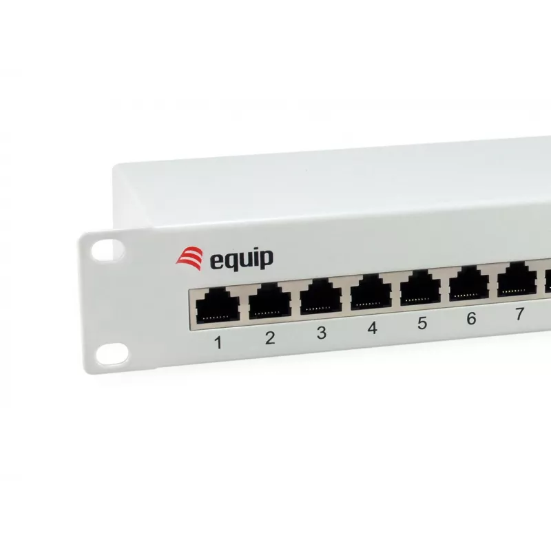 Equip 12 prievadų Cat.6 ekranuotas skirstomasis skydas, šviesiai pilkas, Gigabit Ethernet, 1000 Mbit/s, RJ-45, Cat6, Cat6e, 1U, pilkas