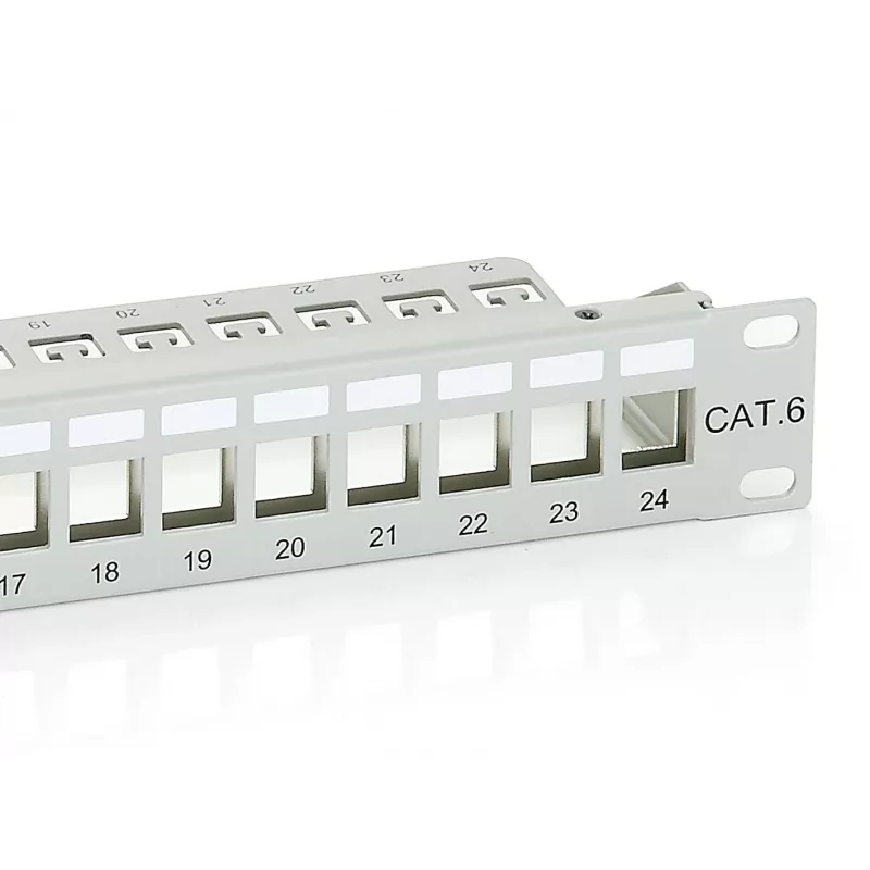 Equip 24 prievadų Keystone Cat.6 ekranuotas skirstomasis skydas, šviesiai pilkas