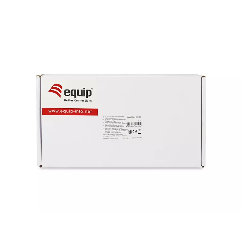 Equip 326522 skydinė plokštė (patch panel) 12 prievadų, 10GBase-T, metalinė, pilka