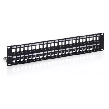 Equip 48 prievadų Keystone Cat.6 ekranuotas skirstomasis skydelis, juodas