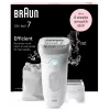 Epiliatorius BRAUN Silk-épil 7 7-041 – belaidis šlapias/sausas epiliatorius su MicroGrip, masažu, skutimo antgaliu ir bikini trimeriu, pilkas/baltas