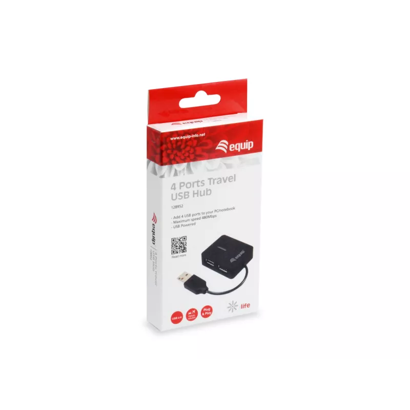 Equip 128952 USB 2.0 4 prievadų juodas USB šakotuvas