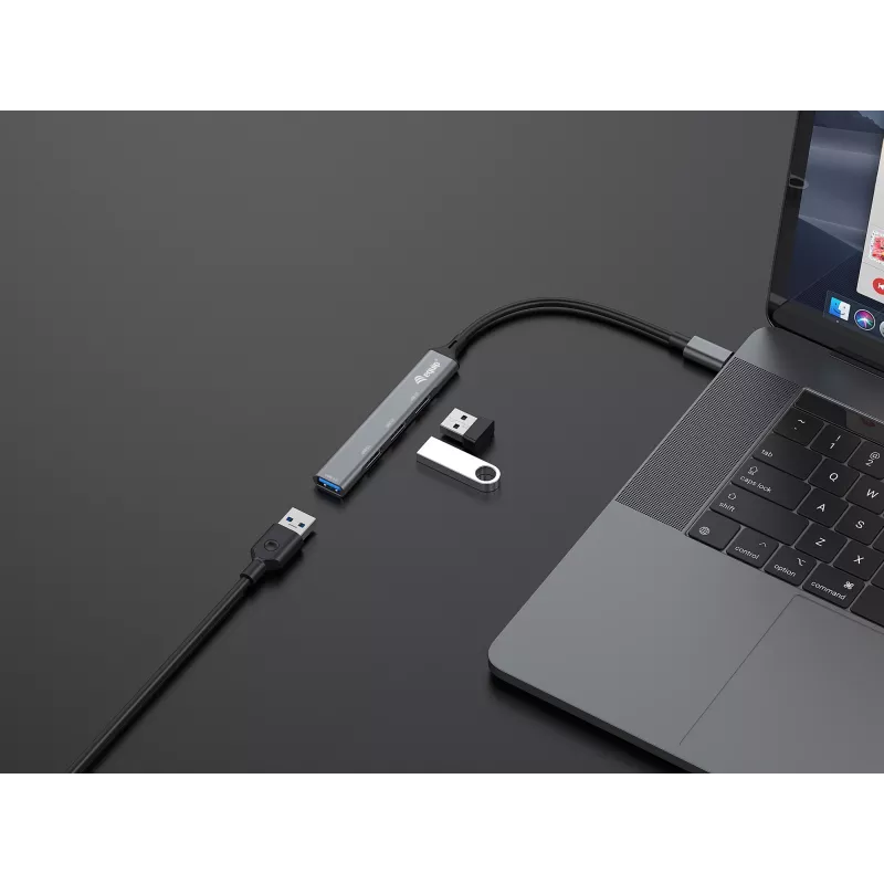 USB šakotuvas Equip 4 prievadų USB 3.0/2.0 USB-C