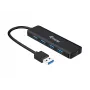 4 prievadų USB 3.2 Gen 1 šakotuvas Equip su USB-C adapteriu, juodas, 5000 Mbit/s