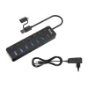 USB mazgas Equip 7 prievadų USB 3.2 Gen 1 su maitinimo adapteriu