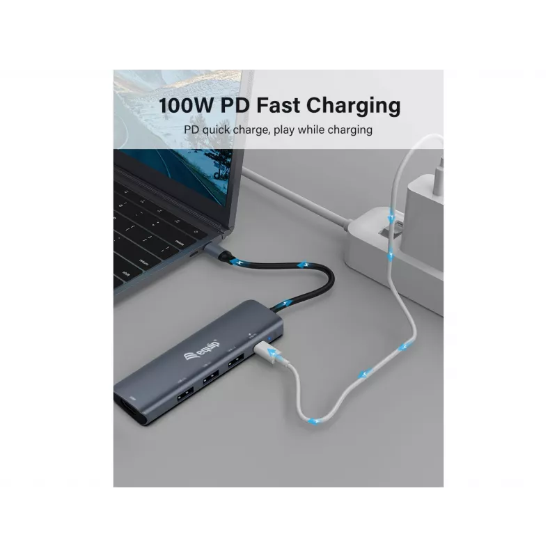 Equip USB-C 5 viename universalus adapteris, HDMI, USB 3.2 GEN1, 100W USB PD