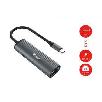 Equip USB-C į RJ45 Gigabit tinklo + PD adapteris USB Type-C 100W
