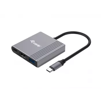 Equip 3 viename USB-C į HDMI / USB-A / USB PD adapteris, 3.2 Gen 1, USB Type-C, HDMI, 3840 x 2160