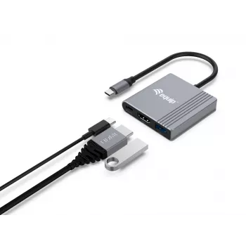 Equip 3 viename USB-C į HDMI / USB-A / USB PD adapteris, 3.2 Gen 1, USB Type-C, HDMI, 3840 x 2160