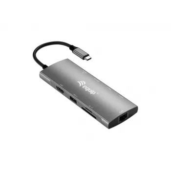 Equip USB-C 9 in 1 daugiafunkcis adapteris, HDMI 4K/60Hz, Gigabit LAN, USB 3.2 GEN1, SD/TF, 100W USB PD
