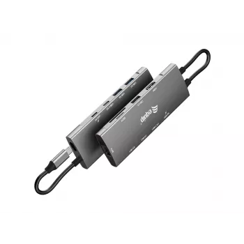 Equip USB-C 9 in 1 daugiafunkcis adapteris, HDMI 4K/60Hz, Gigabit LAN, USB 3.2 GEN1, SD/TF, 100W USB PD