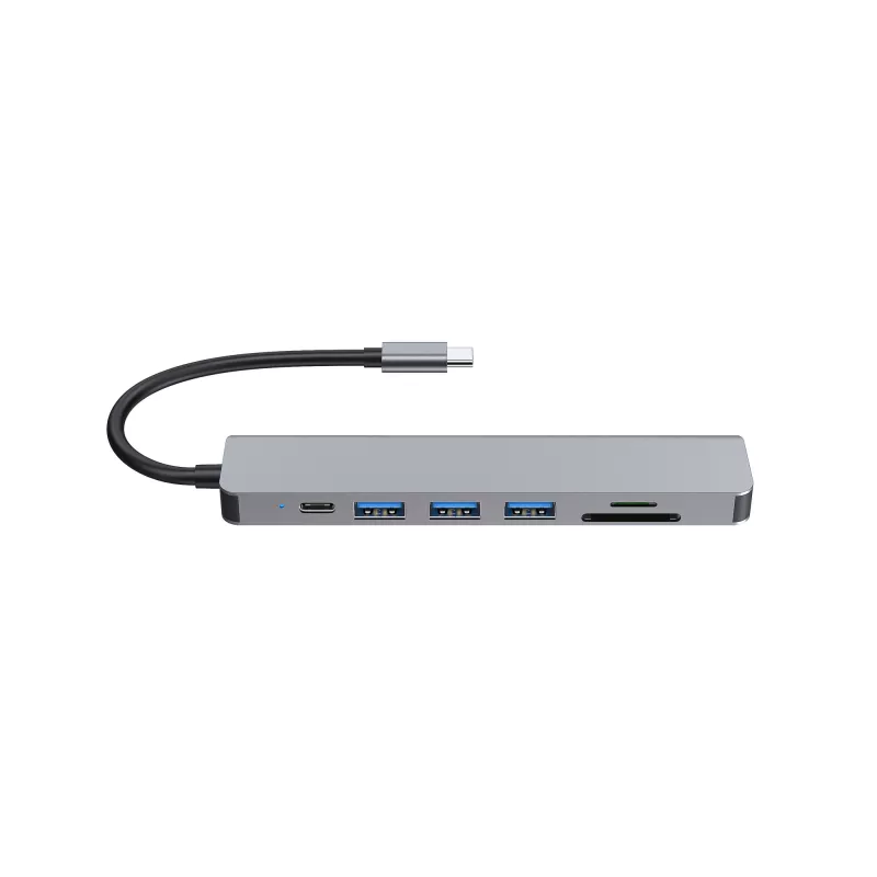 Equip USB-C 7 viename universalus adapteris, HDMI 4K/60Hz, USB 3.2 Gen1 x 3, TF/Micro SD, 100W USB PD