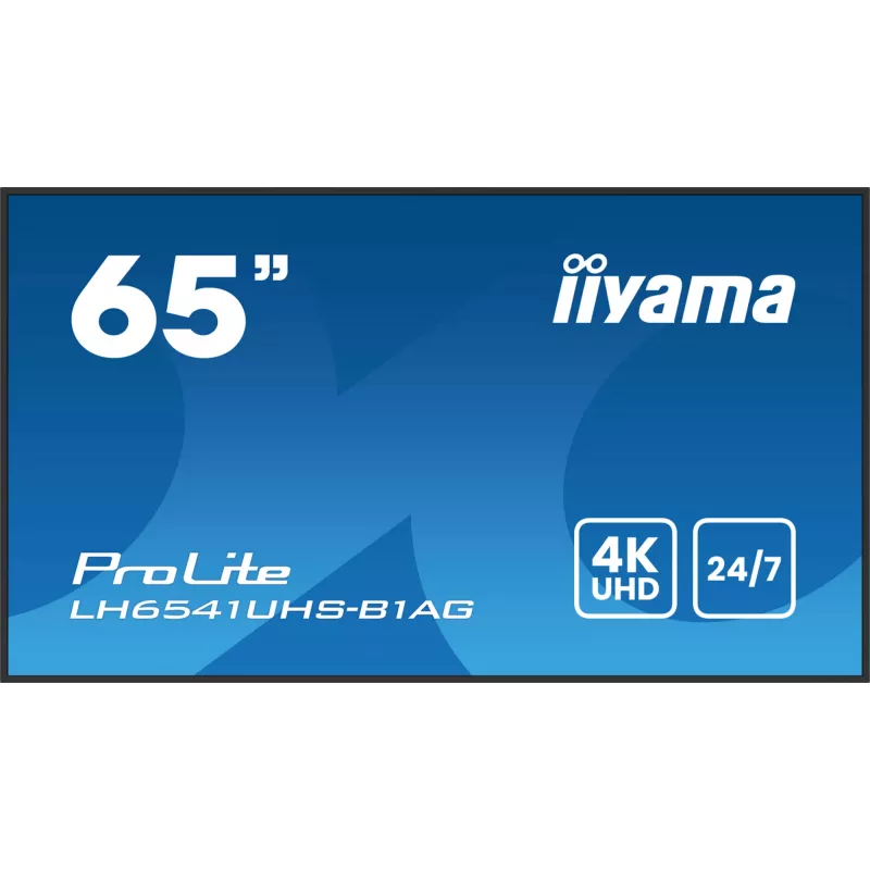 iiyama LH6541UHS-B1AG profesionalus skaitmeninis ekranas 163,8 cm (64,5 colio) LCD 500 cd/m² 4K Ultra HD juodas 24/7