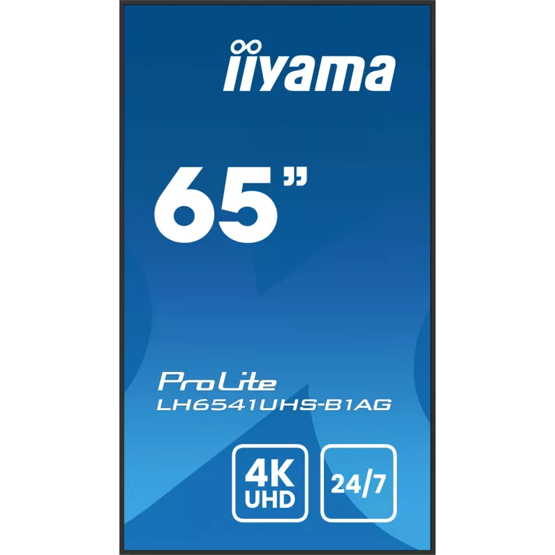 iiyama LH6541UHS-B1AG profesionalus skaitmeninis ekranas 163,8 cm (64,5 colio) LCD 500 cd/m² 4K Ultra HD juodas 24/7
