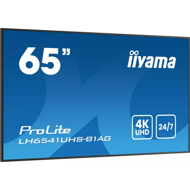 iiyama LH6541UHS-B1AG profesionalus skaitmeninis ekranas 163,8 cm (64,5 colio) LCD 500 cd/m² 4K Ultra HD juodas 24/7