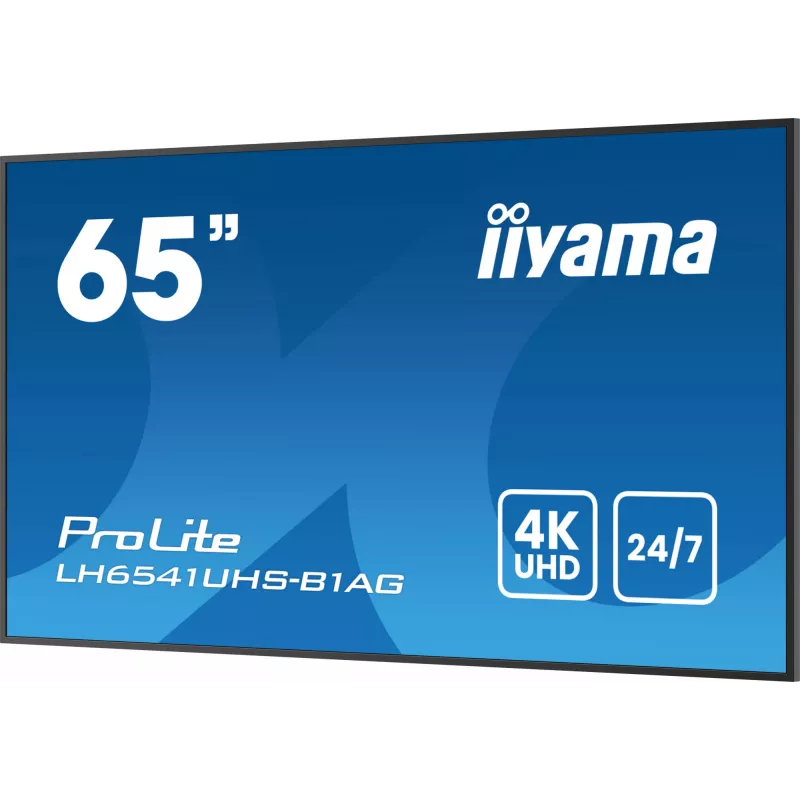 iiyama LH6541UHS-B1AG profesionalus skaitmeninis ekranas 163,8 cm (64,5 colio) LCD 500 cd/m² 4K Ultra HD juodas 24/7