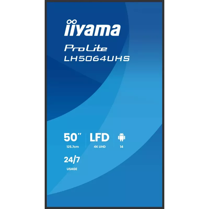 Skaitmeninės reklamos plokščiasis ekranas iiyama LH5064UHS-B1AG 50 colių 4K Ultra HD