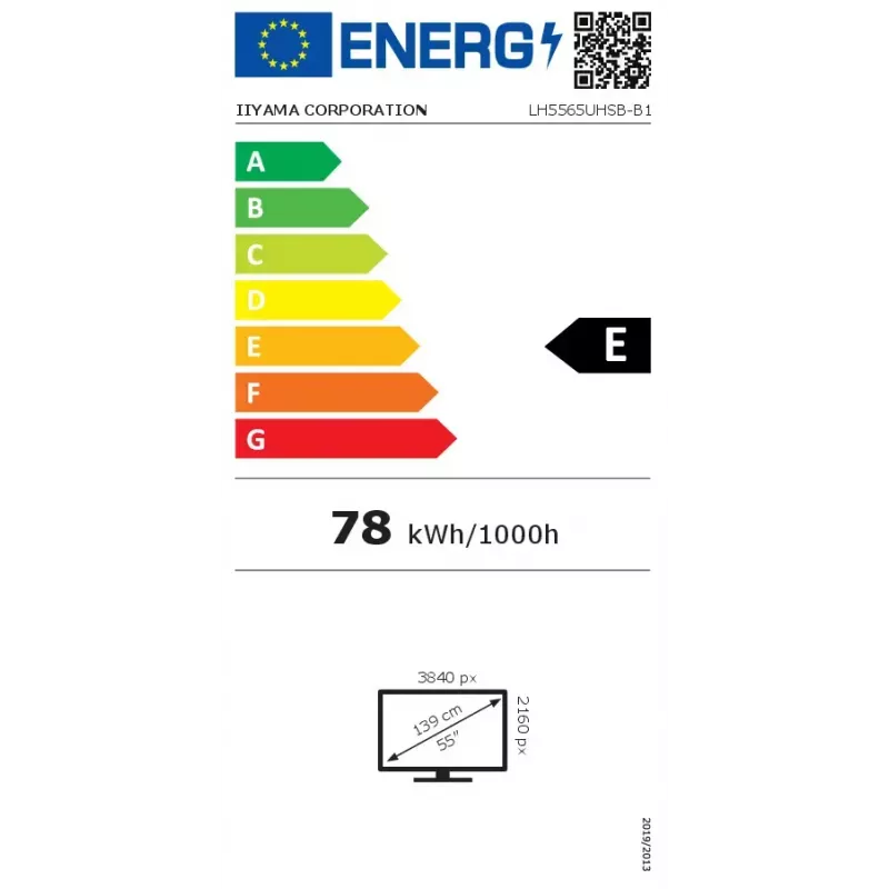 Skaitmeninių ženklų plokščiasis ekranas iiyama LH5564UHS-B1AG 55 colių 4K Ultra HD