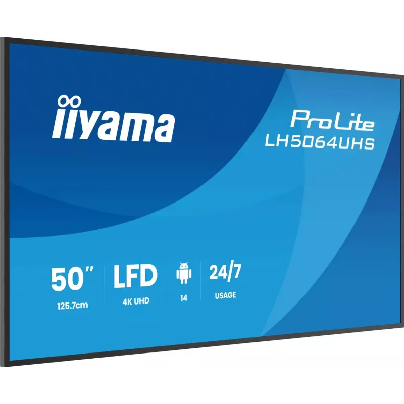 Skaitmeninės reklamos plokščiasis ekranas iiyama LH7564UHS-B1AG 75 colių 4K Ultra HD