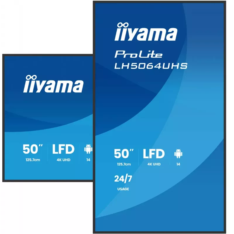 Skaitmeninės reklamos plokščiasis ekranas iiyama LH7564UHS-B1AG 75 colių 4K Ultra HD