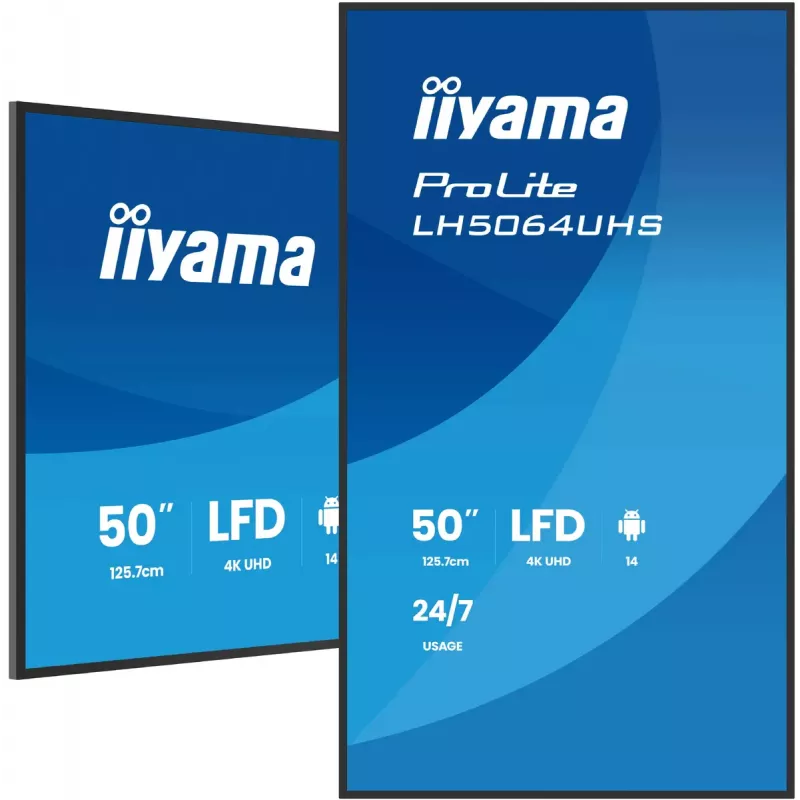 Skaitmeninės reklamos plokščiasis ekranas iiyama LH7564UHS-B1AG 75 colių 4K Ultra HD
