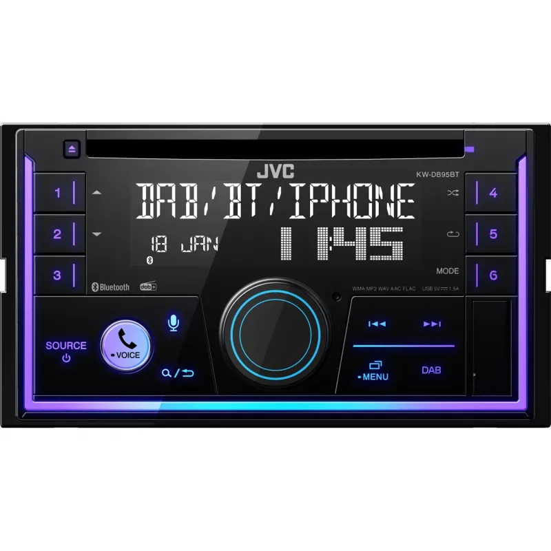 JVC KW-DB95BT Juodas 200 W Bluetooth automobilinis radijas