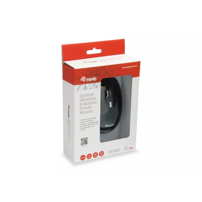Equip 245104 pelė kelionėms Ambidextrous RF Wireless Optinė 1600 DPI