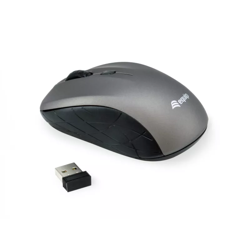Equip Mini belaidė optinė pelė, ambidekstrinė, RF belaidė, 1600 DPI, pilka