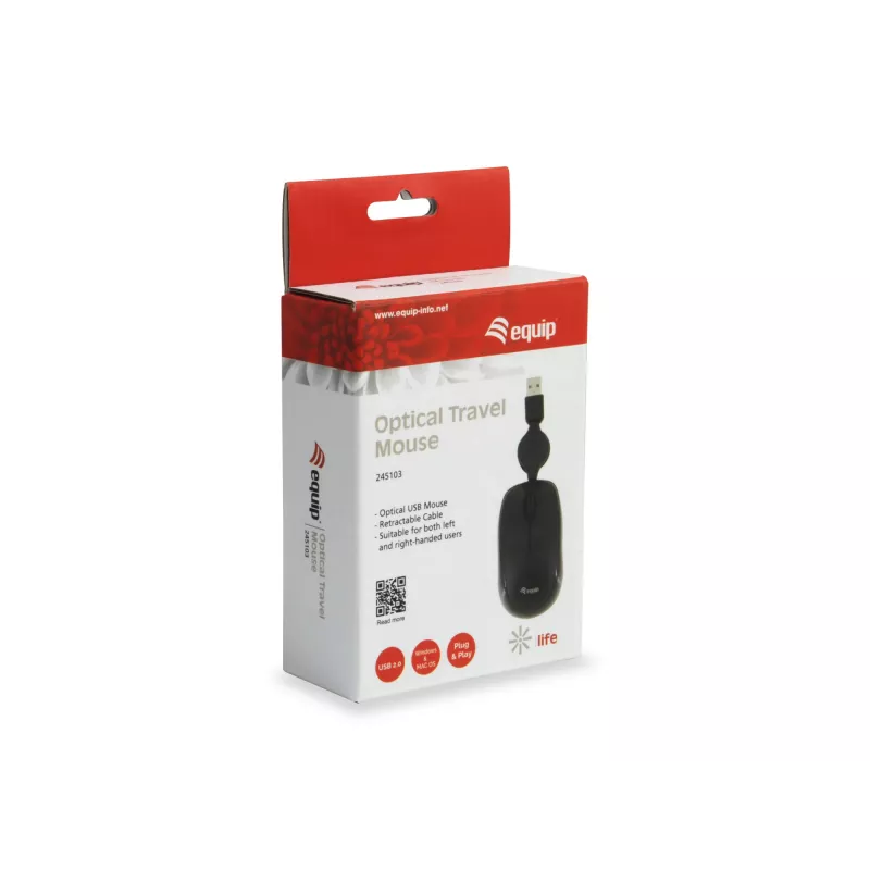 Equip 245103 kelionių pelė ambidekstrinė USB Type-A optinė 1000 DPI