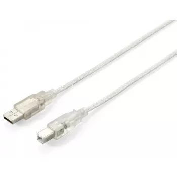 USB 2.0 A tipo į B tipo laidas Equip 128653 1,0 m permatomas sidabrinis