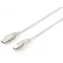 Equip USB 2.0 laidas A tipo (vyriškas) į B tipo (vyrišką), 3,0 m, permatomas sidabrinis