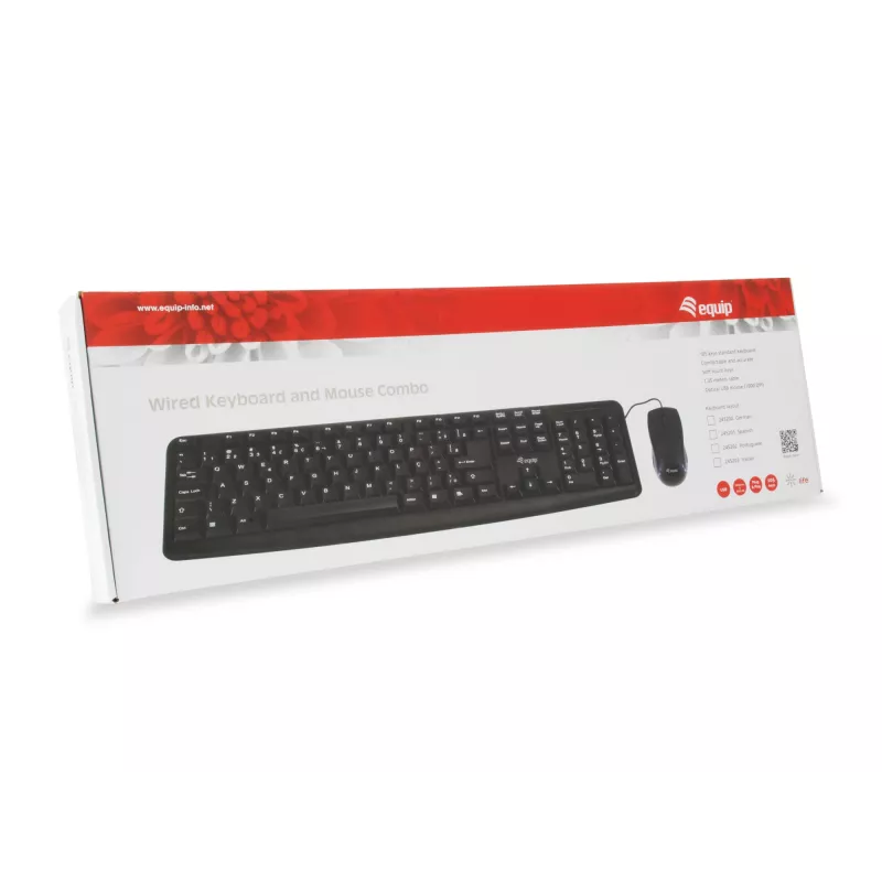 Equip 245203 klaviatūra su pele, laidinė, USB, QWERTY itališkas išdėstymas, juoda