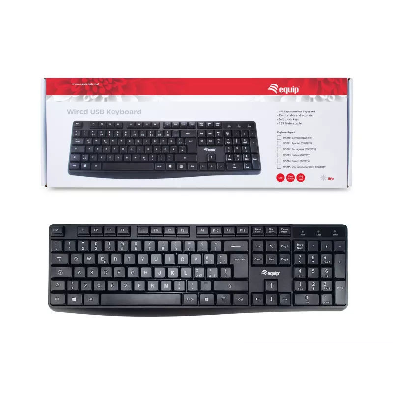 Equip 245213 klaviatūra Office USB QWERTY itališka Juoda