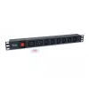 Equip maitinimo skirstytuvas 8 lizdai, 6x IEC-C13 + 2x IEC-C19, jungiklis, aliuminio korpusas