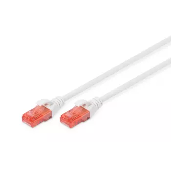 DIGITUS Patch kabelis CAT6 U/UTP be užraktų, varinis, 50 cm, baltas