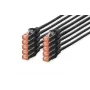 DIGITUS Patch laidas varinis laidininkas - CAT6 - S/FTP - Snagless - 25cm - juodas - 10 vnt.