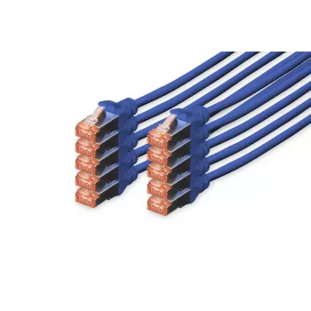 DIGITUS Patch laidas CAT6 S/FTP su apsauga nuo užkliuvimo varinis 2 m mėlynas 10 vnt.