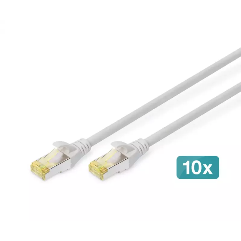 DIGITUS Patch kabelis - CAT6a - S/FTP - Su apsauga nuo užsikabinimo - 1m - geltonas - 10 vnt.