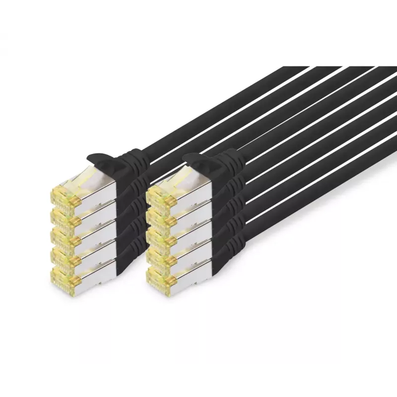 DIGITUS Patch laidas CAT6a S/FTP 3m juodas 10 vnt. pakuotėje