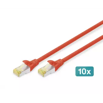 DIGITUS Patch laidas CAT6a S/FTP 3 m raudonas 10 vnt. pakuotėje
