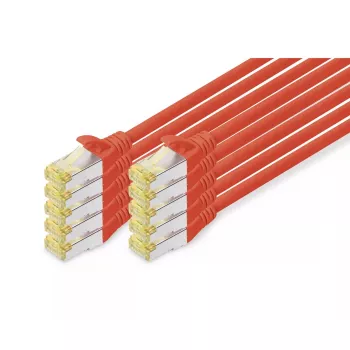DIGITUS Patch laidas CAT6a S/FTP 3 m raudonas 10 vnt. pakuotėje